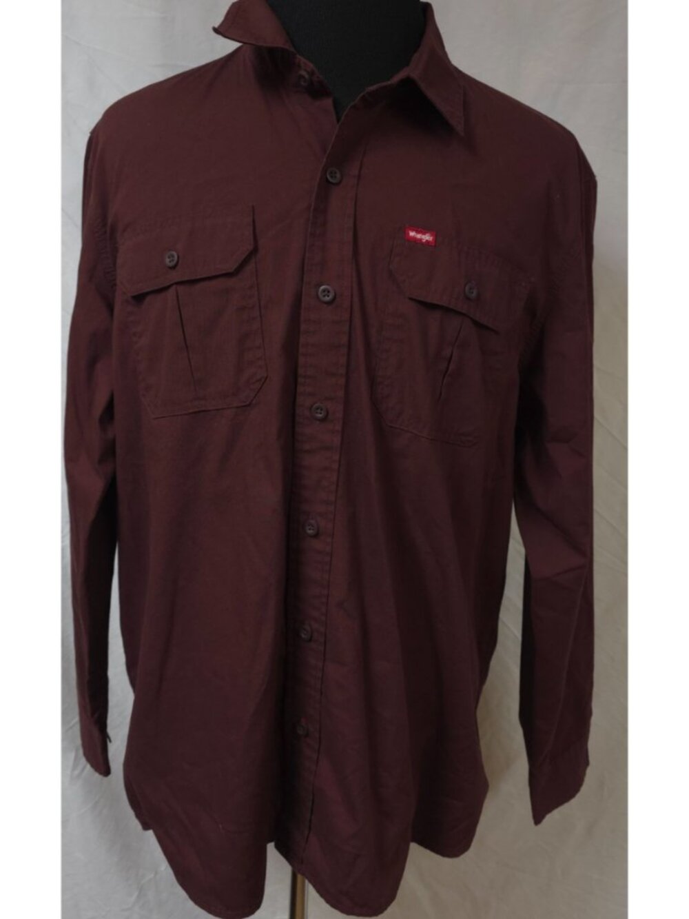Wrangler Mens XL Dark Brown Button Up Heavy Long Sleeve Western Cowboy Shirt